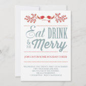 Invitation Noël Rouge et Bleu Vacances Pays Chic (Devant)