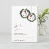 Invitation Noël Rouge et vert Mariage de fête d'hiver (Debout devant)