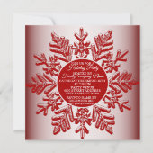 Invitation Noël Rouge Flocon de neige Élégante fête des fêtes (Devant)