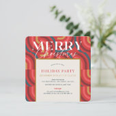 Invitation Noël rouge géométrique rétro-maximaliste (Debout devant)