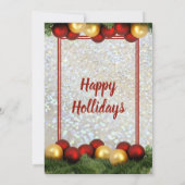 Invitation Noël Rouge or ornements Parties scintillant argent (Dos)