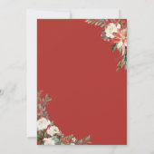Invitation Noël Rouge Poinsettia Floral fête d'anniversaire (Dos)