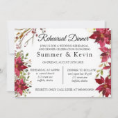 Invitation Noël Rouge Poinsettia Mariage Dîner de répétition (Devant)