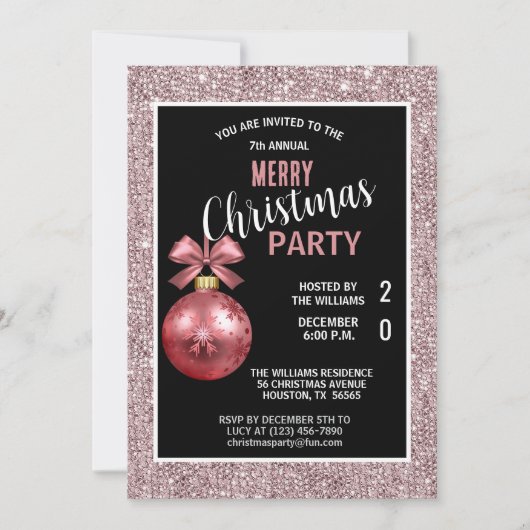 Invitation Noël rouge posh (Devant)