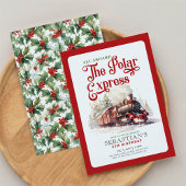Invitation Noël rouge train l'express polaire anniversaire