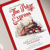 Invitation Noël rouge train l'express polaire anniversaire