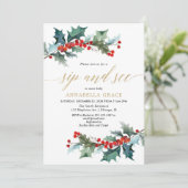 Invitation Noël rouge verdure or sip voir rencontrer accueil (Debout devant)