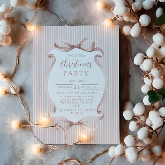 Invitation Noël Ruban Rouge Clair