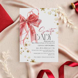 Invitation Noël Ruban Rouge Santa Bébé Shower