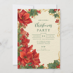 Invitation Noël Russe Rouge Amaryllis