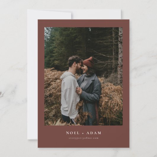 Invitation NOEL Rustic Christmas Pine Winter Photo Mariage (Dos)