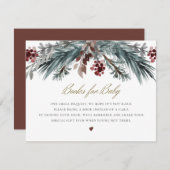 Invitation NOEL Rustic Winter Pine Books for Baby (Devant / Derrière)