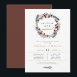 Invitation NOEL Rustic Winter Pine Dîner de répétition Mariag<br><div class="desc">Cette invitation à dîner de répétitions mariages comprend des pins aquarelles rustiques aux fleurs bordeaux bouchées et une police élégante de script de calligraphie dorée. Modifiez facilement la plupart des textes pour répondre aux besoins de votre événement et combinez-les avec n'importe quel autre article de la collection NOEL pour un...</div>