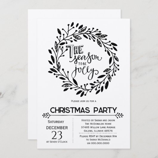 Invitation Noël rustique (Devant / Derrière)