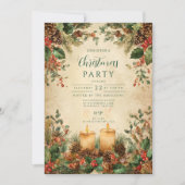 Invitation Noël Rustique à la bougie Pinecone (Devant)