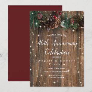 Invitation Noël rustique à la campagne pour 40 ans de mariage