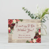 Invitation Noël Rustique Boho Bourgogne Gold Bride fête (Debout devant)