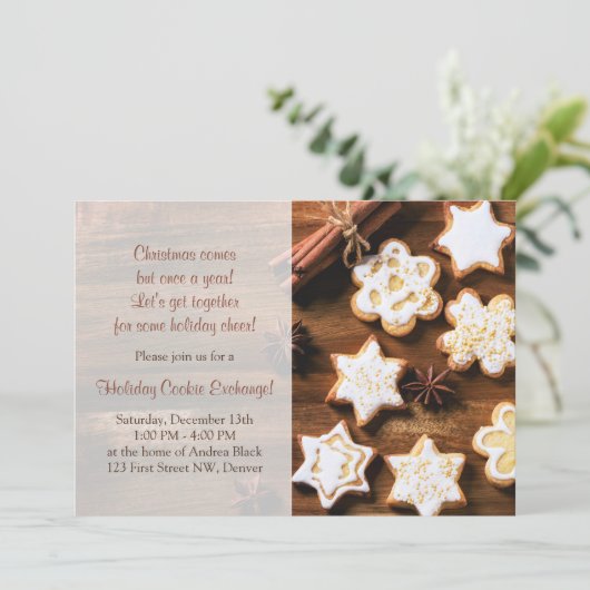 Invitation Noël rustique Cookie Swap Fête de vacances (Debout devant)