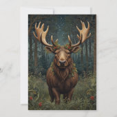 Invitation Noël rustique élan cerf boho forêt boisée (Dos)