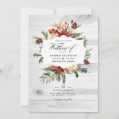Invitation Noël Rustique en Bois d'Hiver Code QR Mariage (Devant)