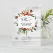 Invitation Noël Rustique en Bois d'Hiver Code QR Mariage (Debout devant)