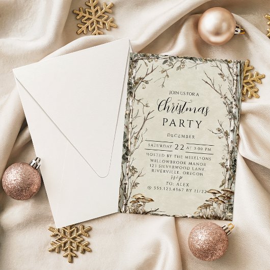 Invitation Noël rustique en forêt hivernale
