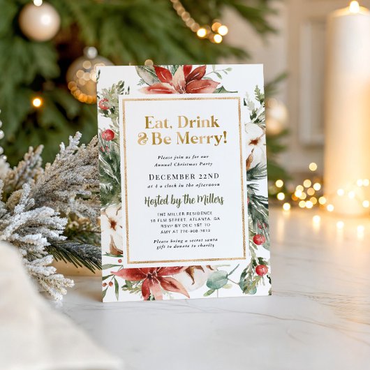Invitation Noël rustique Fête de Noël en or