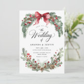 Invitation Noël Rustique Mariage de verdure d'hiver (Debout devant)