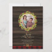 Invitation Noël rustique vintage PHOTO TOUT ÉVÉNEMENT BuffPla (Devant)