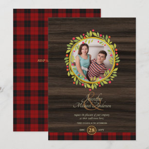 Invitation Noël rustique vintage PHOTO TOUT ÉVÉNEMENT BuffPla