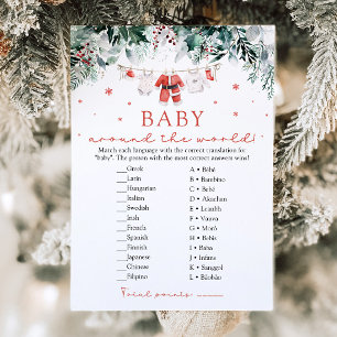 Invitation Noël Santa Bébé Autour du Monde Baby Shower