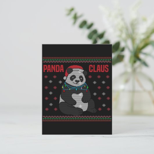 Invitation Noël Santa Claus Pand| Lovely Panda Design (Debout devant)
