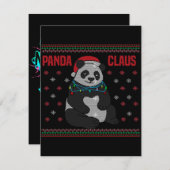 Invitation Noël Santa Claus Pand| Lovely Panda Design (Devant / Derrière)
