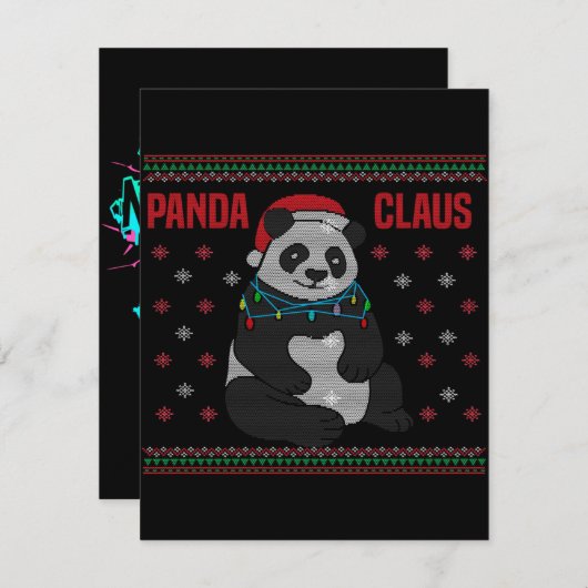 Invitation Noël Santa Claus Pand| Lovely Panda Design (Devant / Derrière)