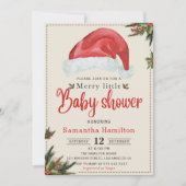 Invitation Noël Santa Hat Joyeux Petit Baby shower (Devant)