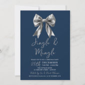 Invitation Noël Silver Jingle Mingle Bow Party Marine (Devant)
