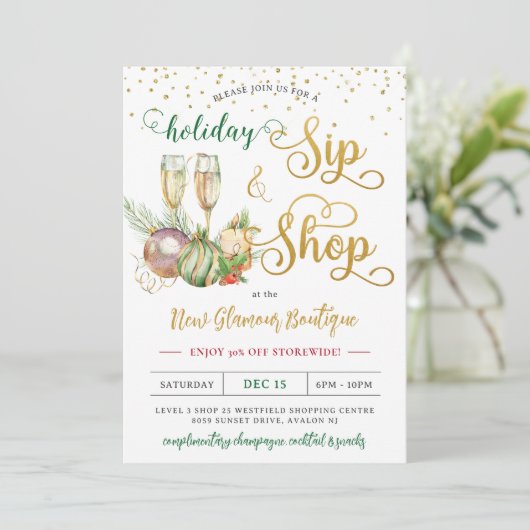 Invitation Noël Sip and Shop Champagne Vente (Debout devant)