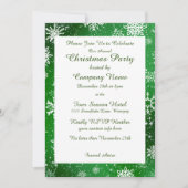 Invitation Noël Snowflakes Green (Devant)