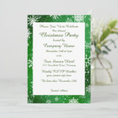 Invitation Noël Snowflakes Green (Debout devant)