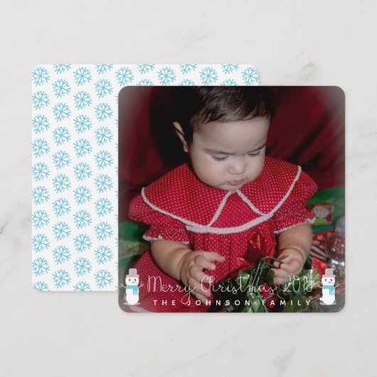 Invitation Noël Snowman Babys Kids Photo Grey (Devant / Derrière)