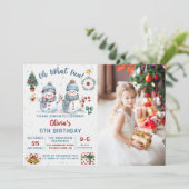 Invitation Noël Snowman Holiday 5e anniversaire Photo (Debout devant)