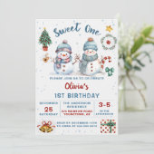 Invitation Noël Snowman Sweet One Holiday 1er Anniversaire (Debout devant)
