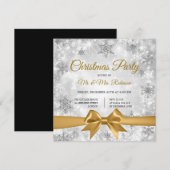 Invitation Noël Soie hiver étincelle Gold Ribbon (Devant / Derrière)