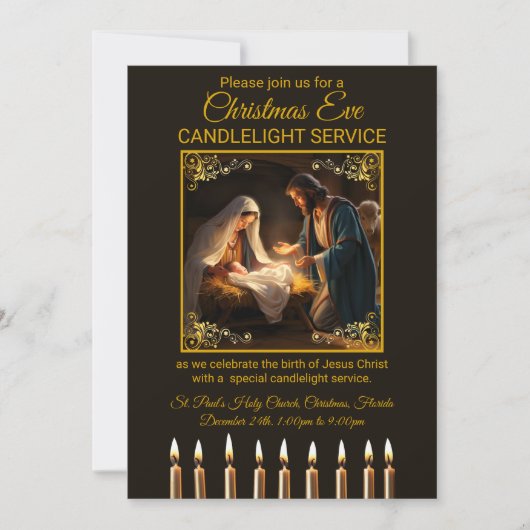 Invitation Noël Soir aux chandelles Service Nativité (Devant)