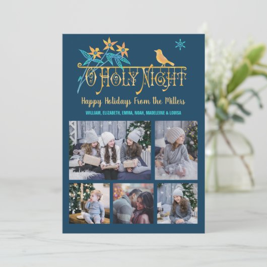Invitation Noël Soirée Famille Photo Collage Oiseaux (Debout devant)