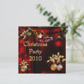 Invitation Noël Soirée Gold Noël Rouge Vert (Debout devant)