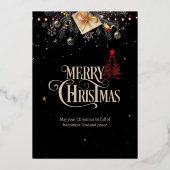 Invitation Noël Soirée, Noir Et Or (Recto)