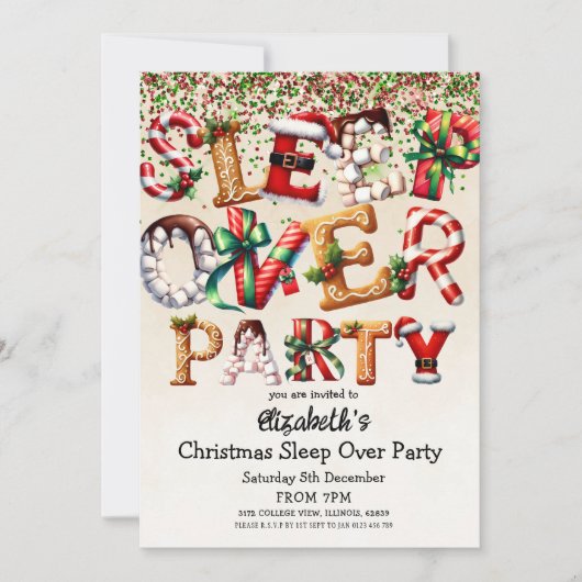 Invitation Noël Sommeil à la fête d'anniversaire (Devant)