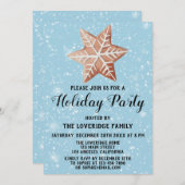 Invitation Noël Star Cookie Fête de Vacances Blue neige (Devant / Derrière)