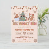 Invitation Noël super Oh Quel Amusant Anniversaire fête (Debout devant)